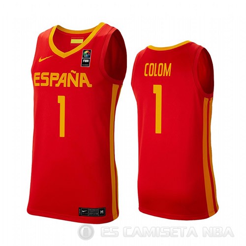 Camiseta Qui#Colom #1 Espana 2019 FIBA Baketball World Cup Rojo - Haga un click en la imagen para cerrar