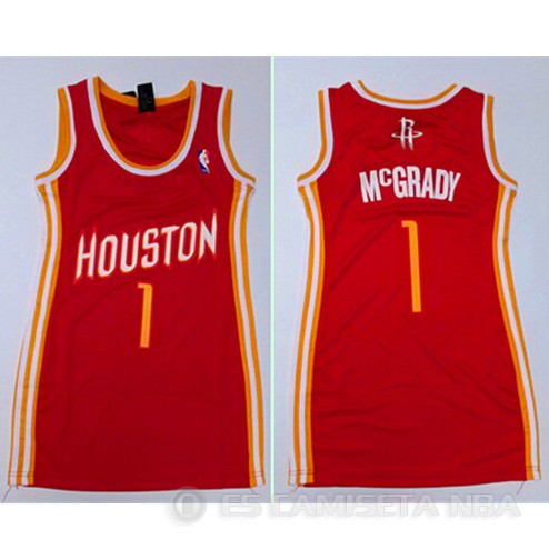 Camiseta McGrady #1 Houston Rockets Mujer Rojo - Haga un click en la imagen para cerrar