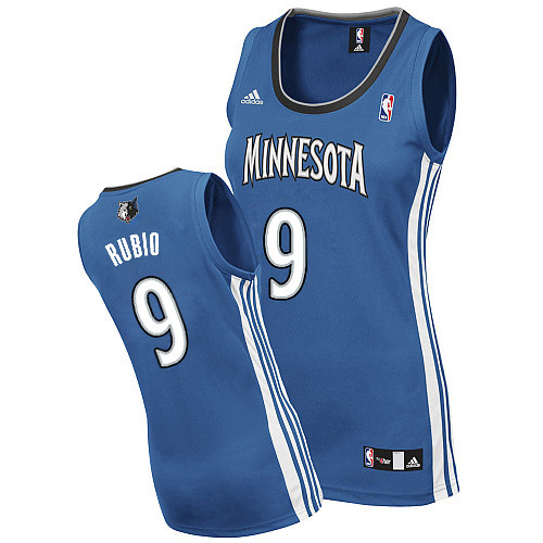 Camiseta Rubio #9 Minnesota Timberwolves Mujer Azul - Haga un click en la imagen para cerrar
