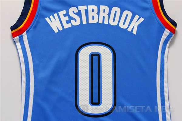 Camiseta Westbrook #0 Oklahoma City Thunder Azul - Haga un click en la imagen para cerrar