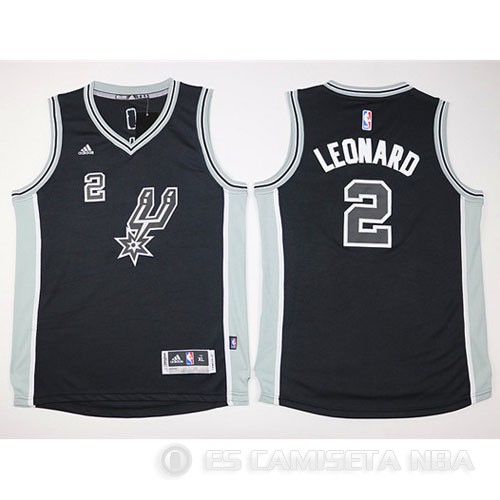 Camiseta Leonard #2 San Antonio Spurs Nino Negro Gris - Haga un click en la imagen para cerrar